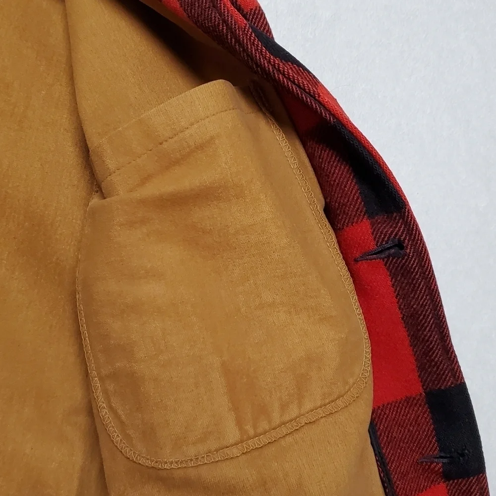 40s-50s Vintage Woolrich Woolen Mills Mackinaw Red Plaid Wool Hunting Jacket 42 - Picture 14 of 16
